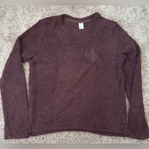 Calvin Klein Brown Fuzzy Sweater or Sleepwear top